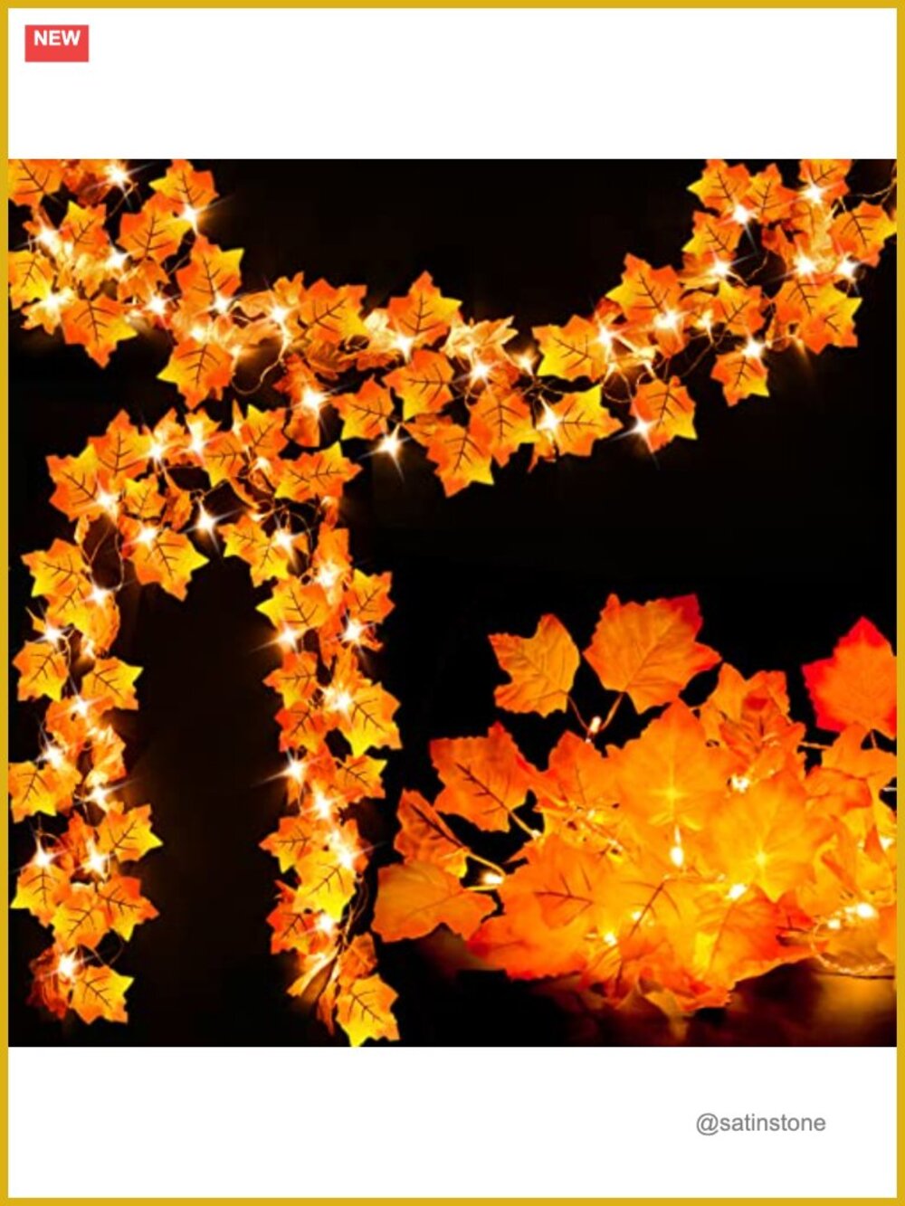 2-Pack Lighted Fall Garland 16.4ft 40 LED Autumn String Lights Battery Powered